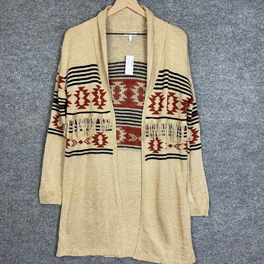 NEW Maurices Cardigan Womens XS Aztec Fringe Long Sleeve Open Front Sweater